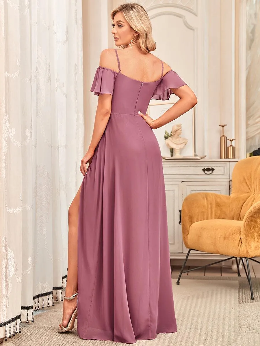 Robe de soirée Fendue à épaules dénudées Encolure en V