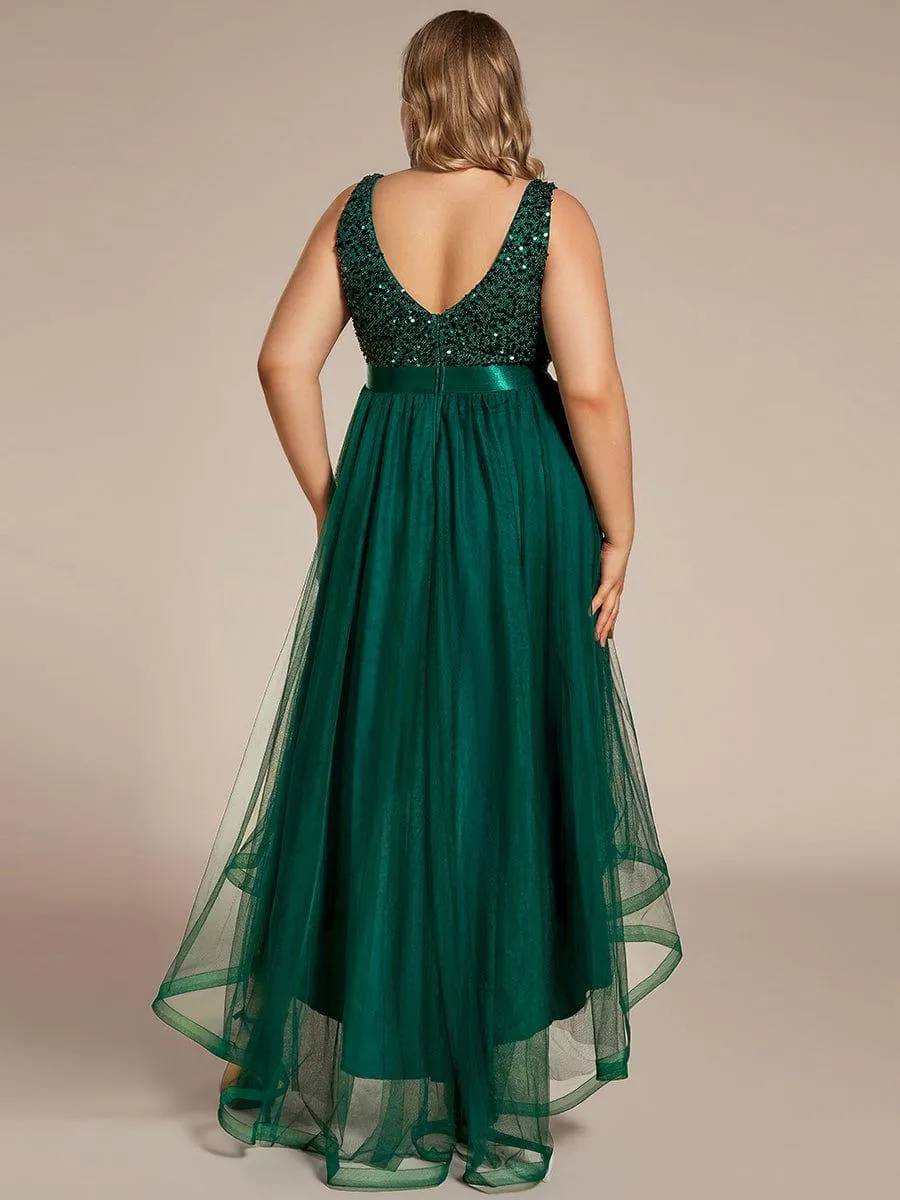 Robe de soirée Sans manches Bal et sequins haute-basse