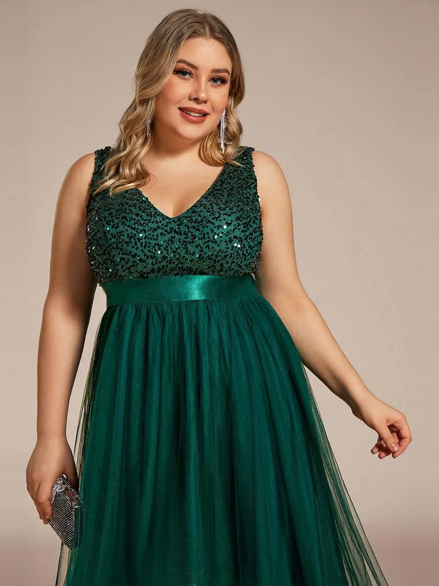 Robe de soirée Sans manches Bal et sequins haute-basse