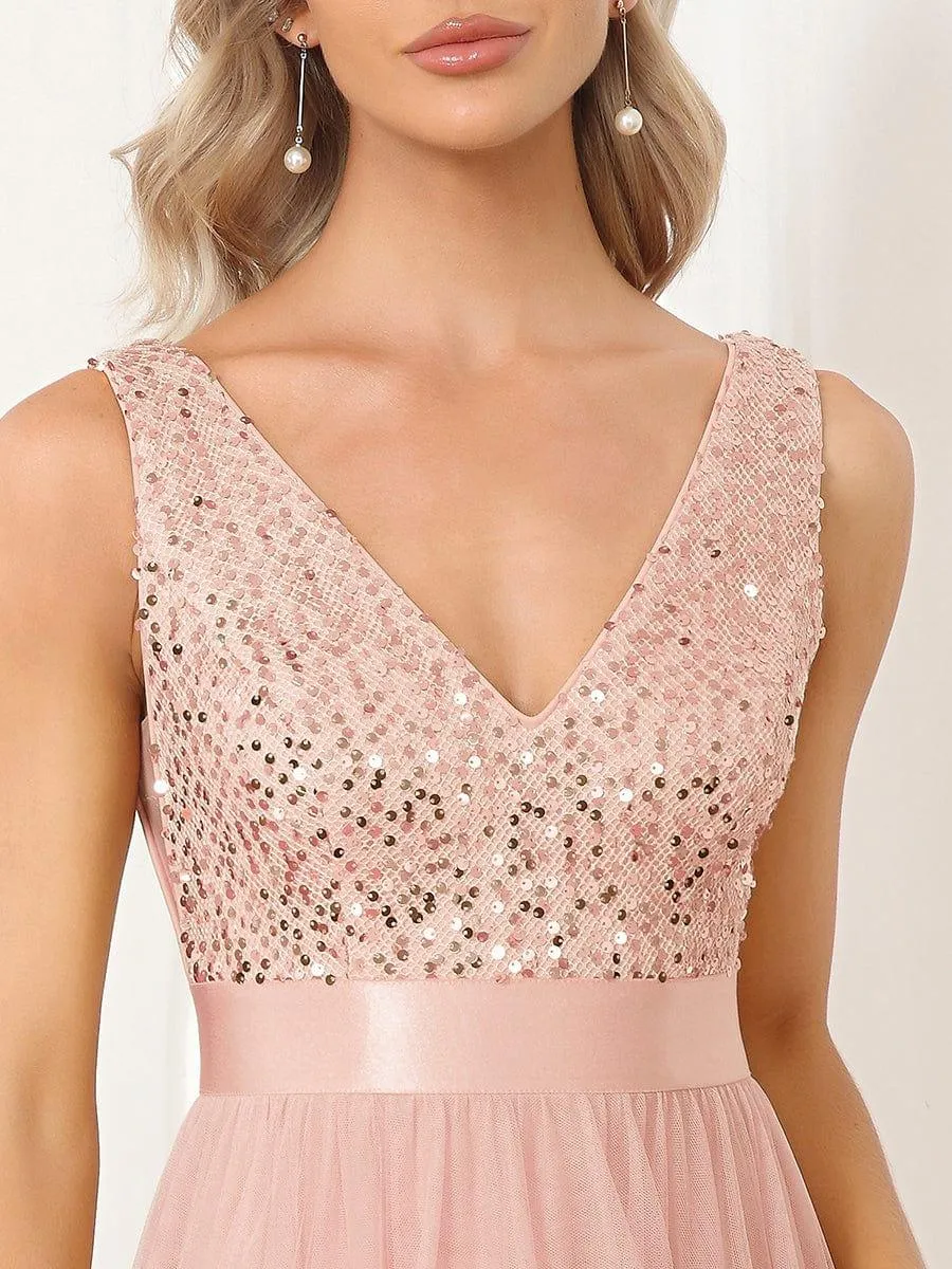 Robe de soirée Sans manches Bal et sequins haute-basse