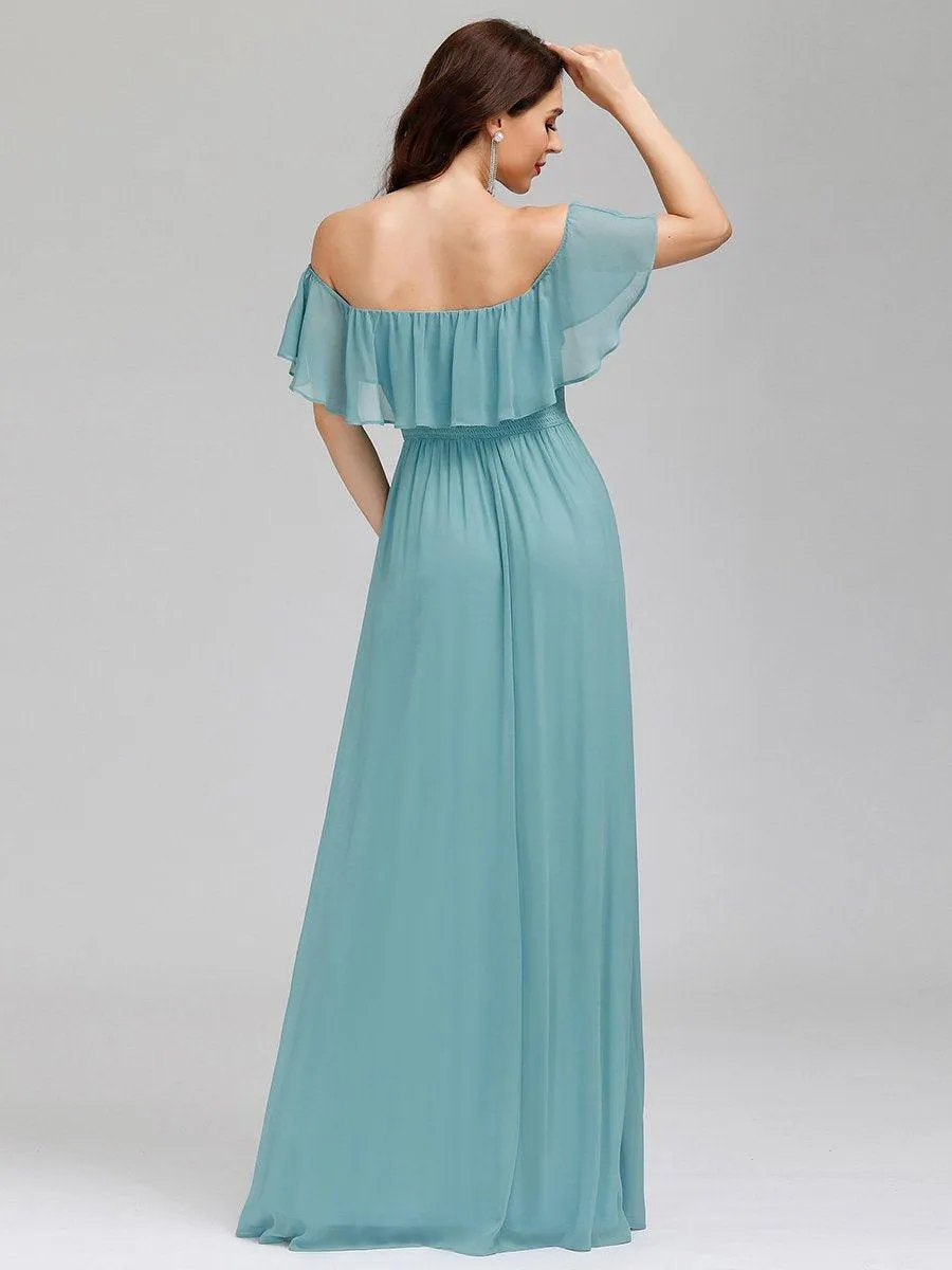 Robe demoiselle dhonneur décolletées à volants et fentes à la cuisse pour femmes