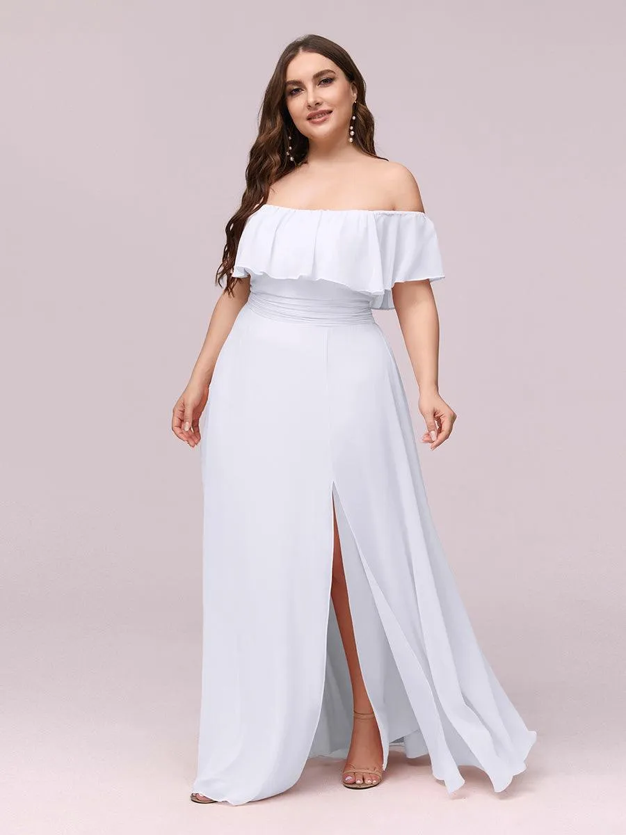 Robe demoiselle dhonneur décolletées à volants et fentes à la cuisse pour femmes