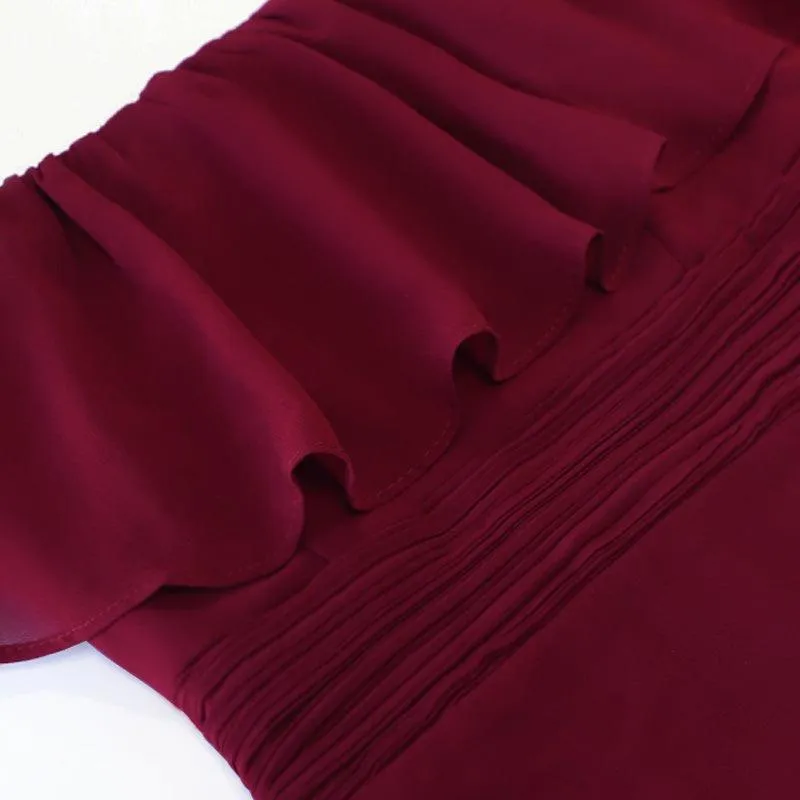 Robe demoiselle dhonneur décolletées à volants et fentes à la cuisse pour femmes