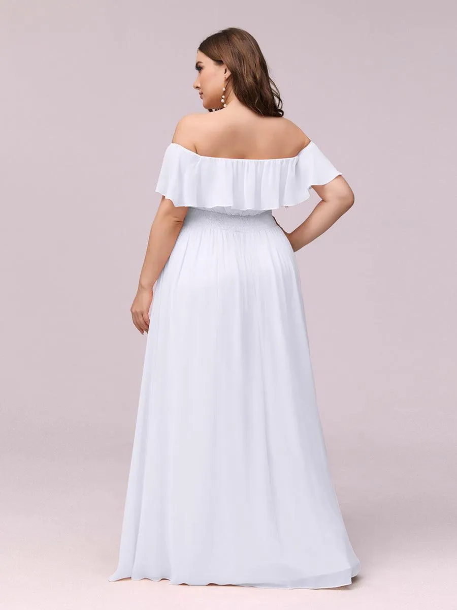 Robe demoiselle dhonneur décolletées à volants et fentes à la cuisse pour femmes