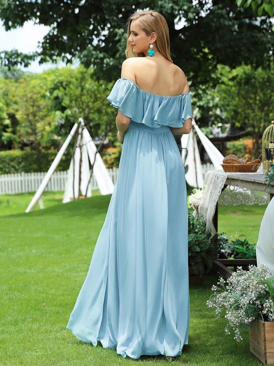 Robe demoiselle dhonneur décolletées à volants et fentes à la cuisse pour femmes