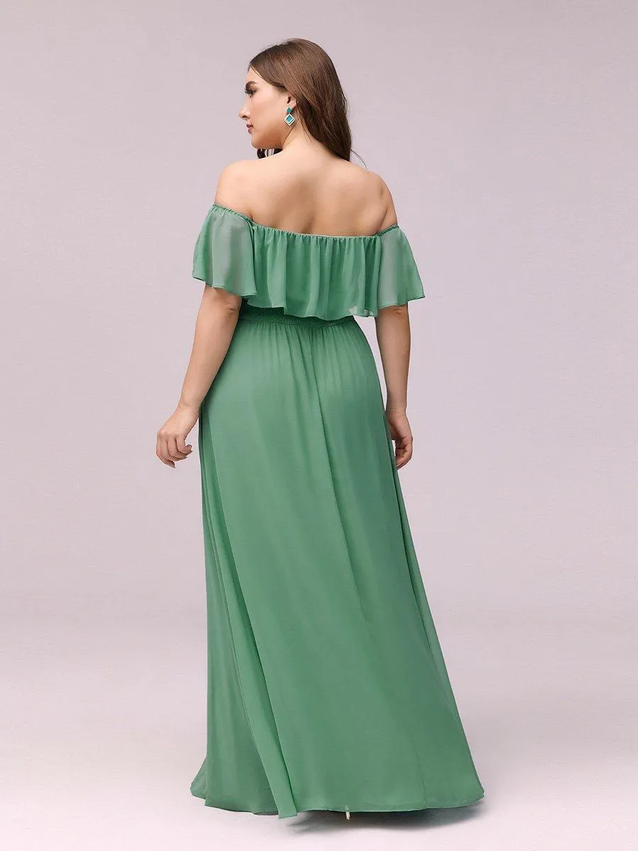 Robe demoiselle dhonneur décolletées à volants et fentes à la cuisse pour femmes