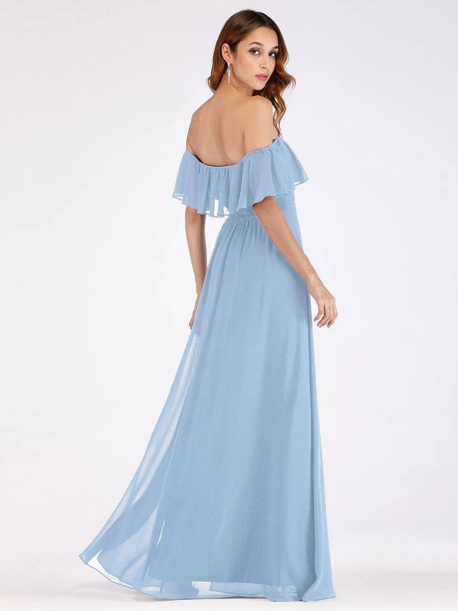 Robe demoiselle dhonneur décolletées à volants et fentes à la cuisse pour femmes