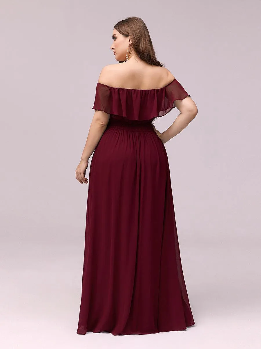 Robe demoiselle dhonneur décolletées à volants et fentes à la cuisse pour femmes