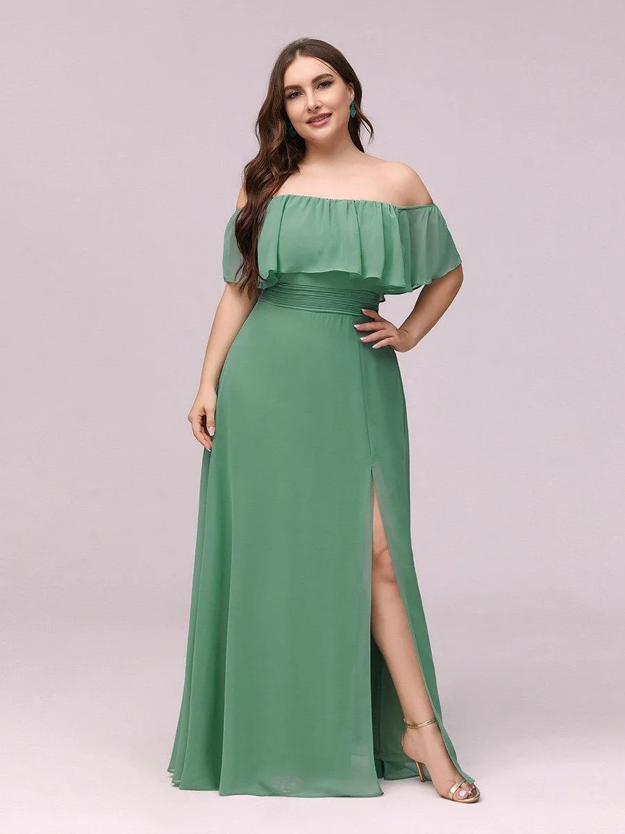 Robe demoiselle dhonneur décolletées à volants et fentes à la cuisse pour femmes