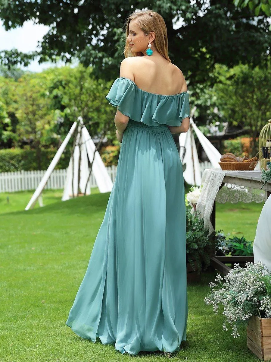 Robe demoiselle dhonneur décolletées à volants et fentes à la cuisse pour femmes