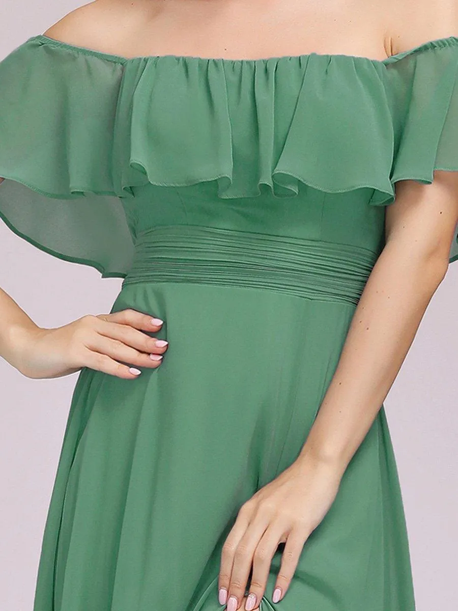 Robe demoiselle dhonneur décolletées à volants et fentes à la cuisse pour femmes