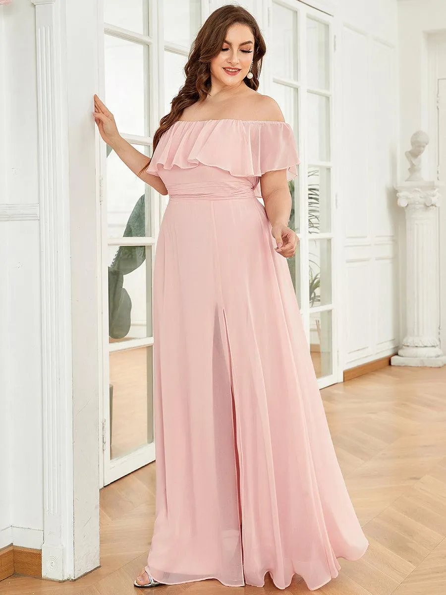 Robe demoiselle dhonneur décolletées à volants et fentes à la cuisse pour femmes