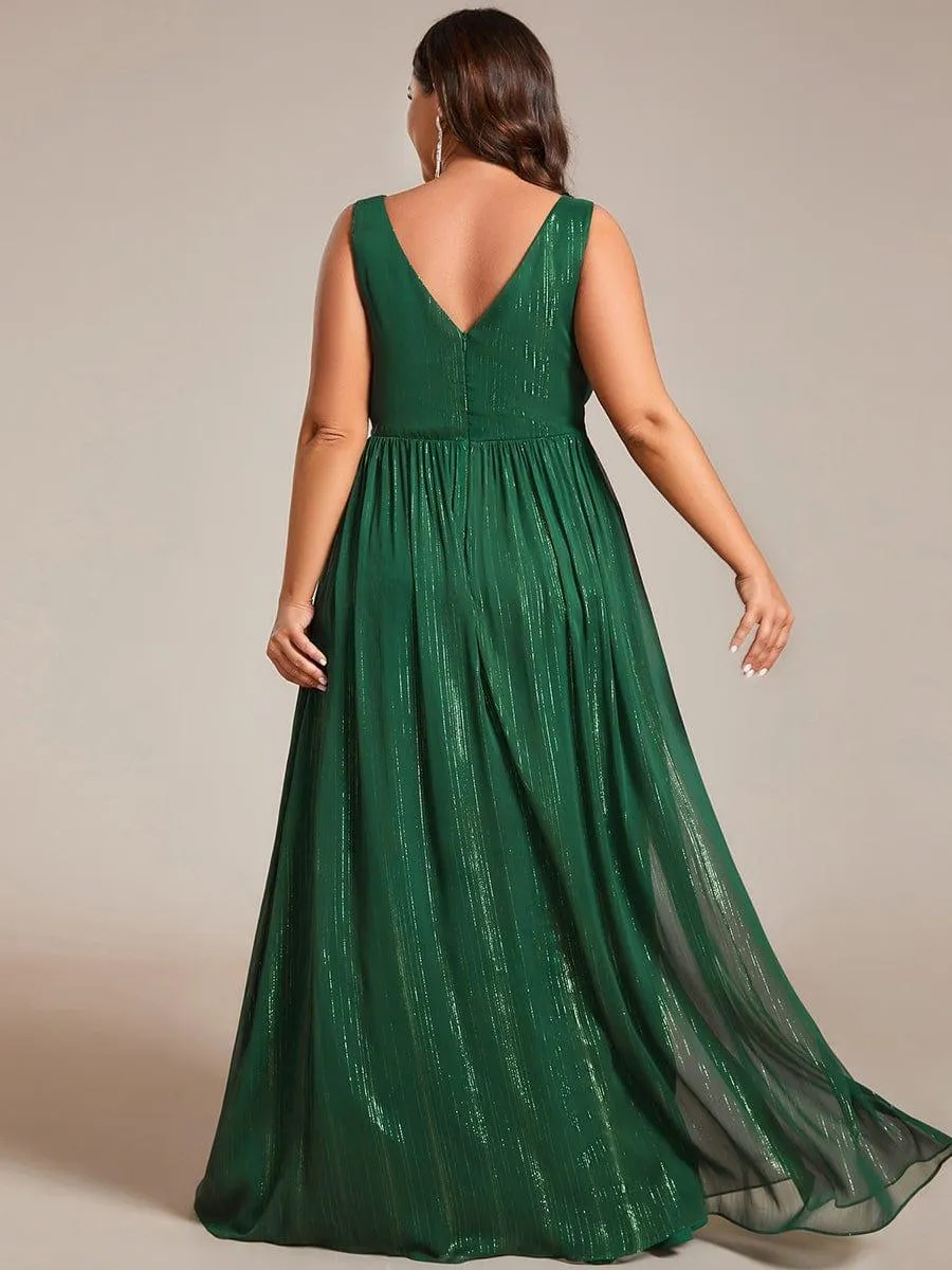 Robes de soirée sans manches à col en V avec paillettes délicates