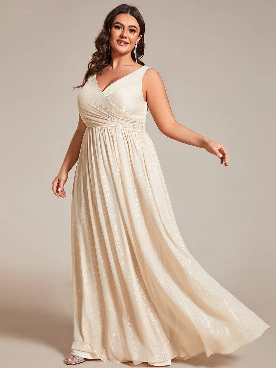 Robes de soirée sans manches à col en V avec paillettes délicates