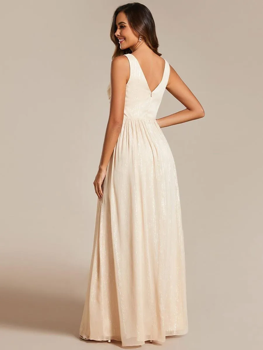 Robes de soirée sans manches à col en V avec paillettes délicates