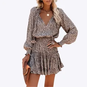 Romilly - Chic Leopard Pattern Woman's Mini Dress