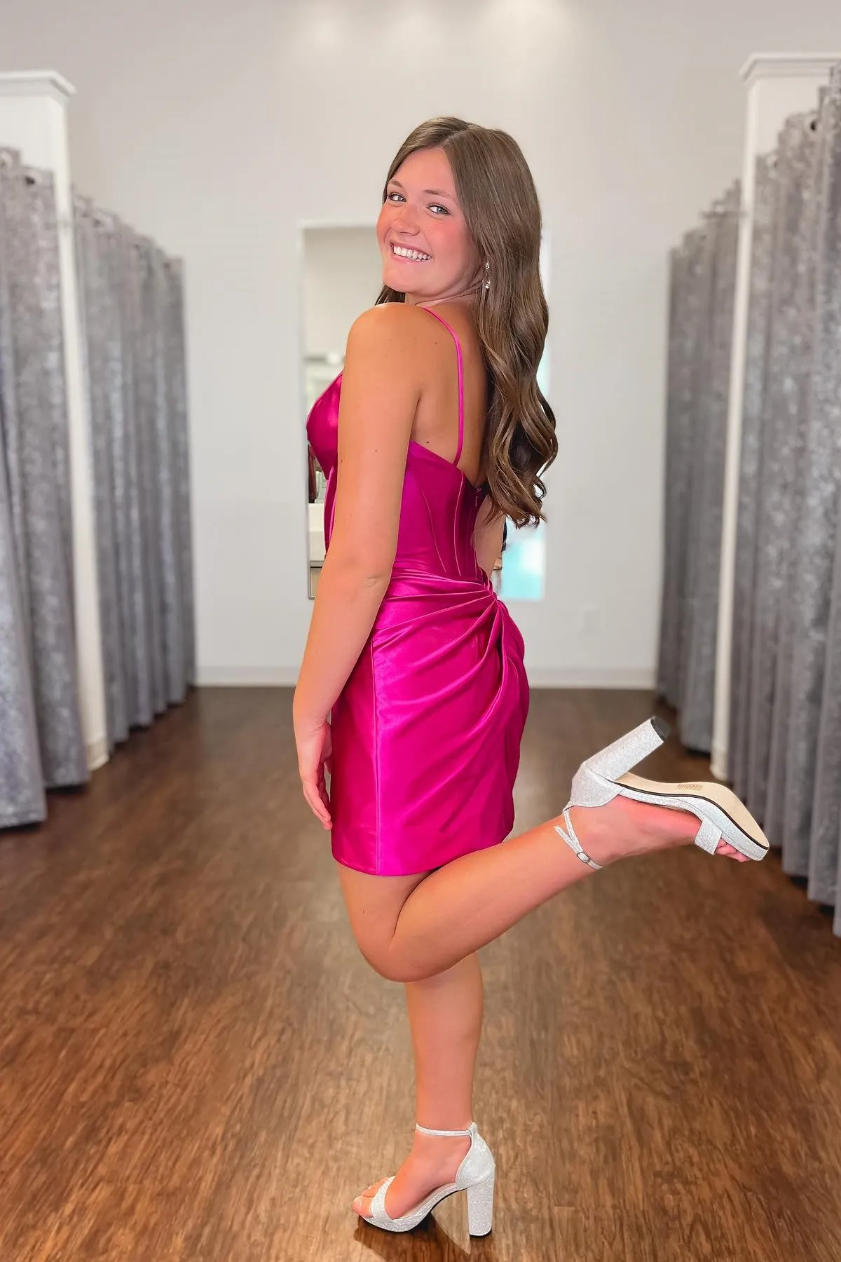Royal Blue Straps V Neck Tight Mini Dress