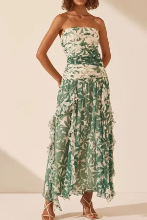 Ruched Printed Tube Dress