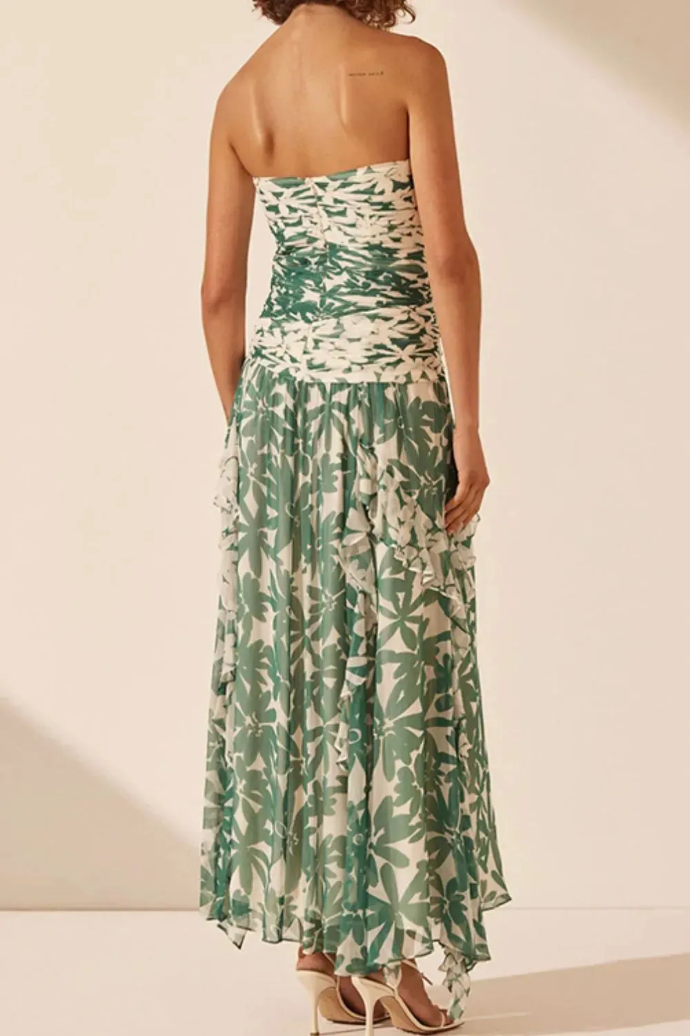 Ruched Printed Tube Dress