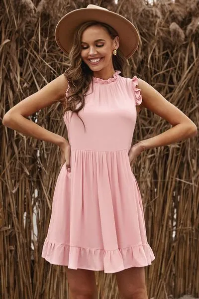 Ruffled Sleeveless Mini Dress