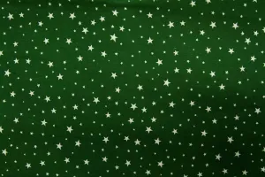 S1: White Stars Dark Green Patchwork / Craft Fabric