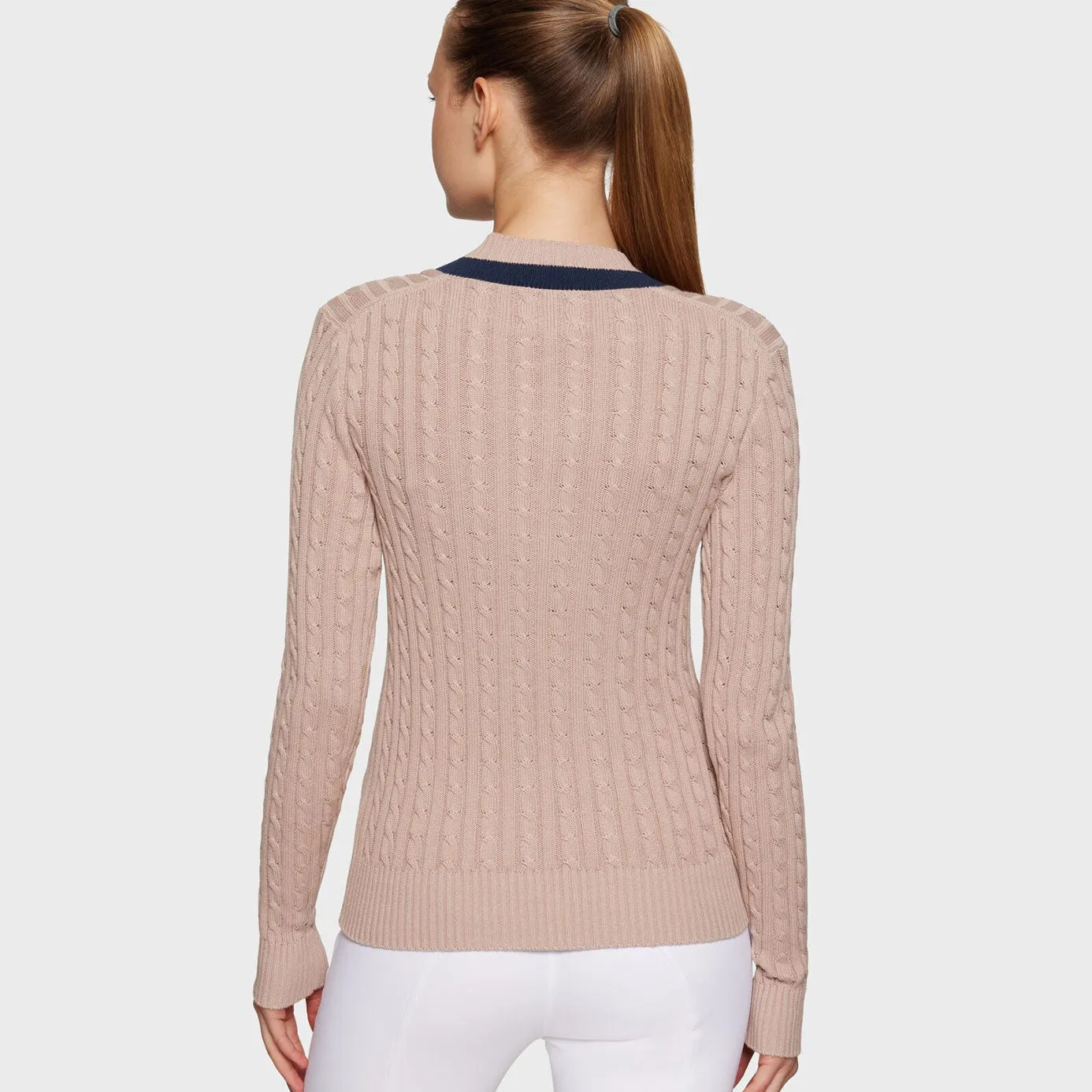 Samshield Lisa Colour V-Neck Sweater - Powder Pink/Navy