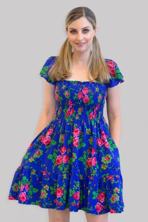 Sandra Blue Rose Dress