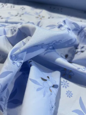 Sangallo cotton stretch lasercut puff print design 1 blue