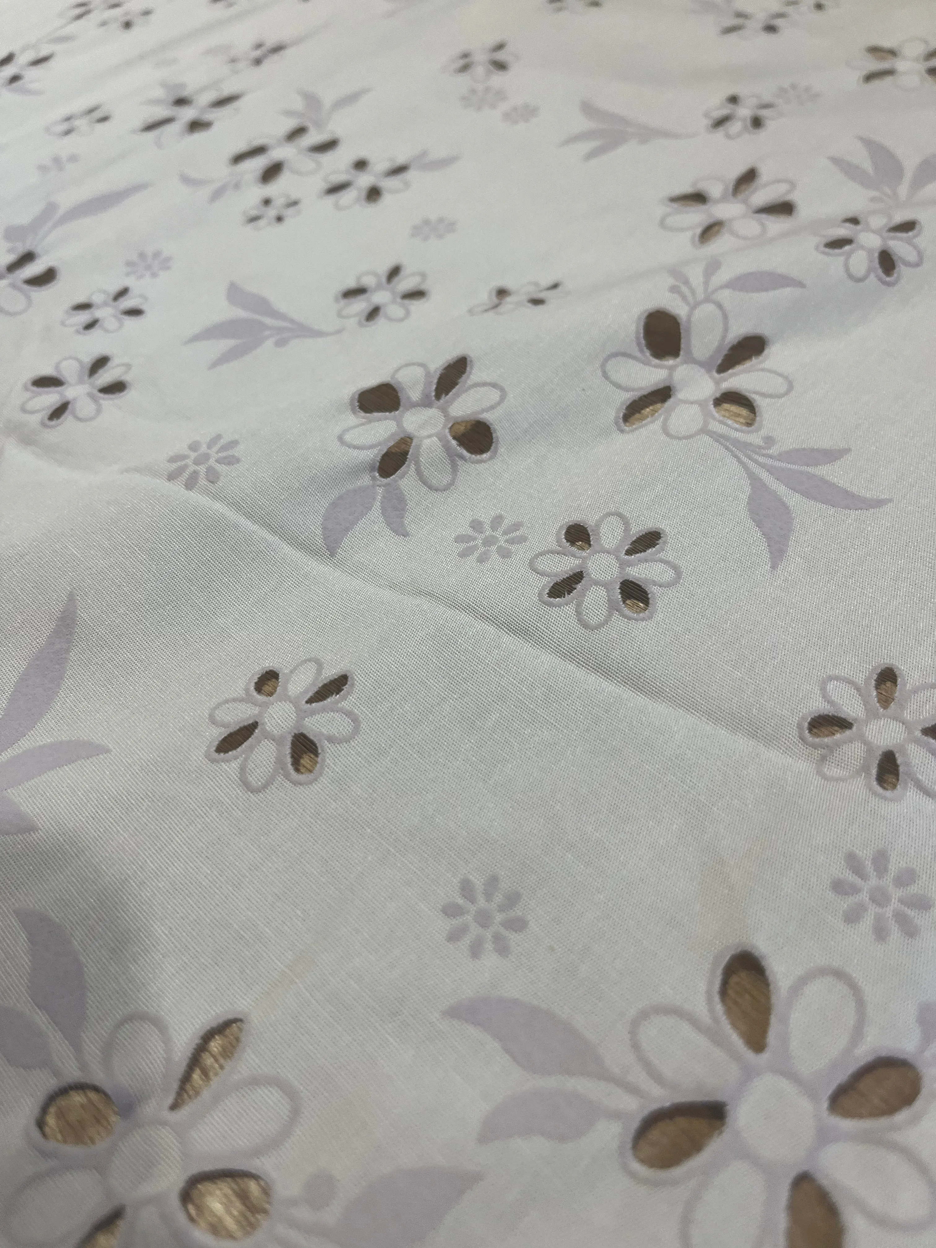 Sangallo cotton stretch lasercut puff print design 1 sand