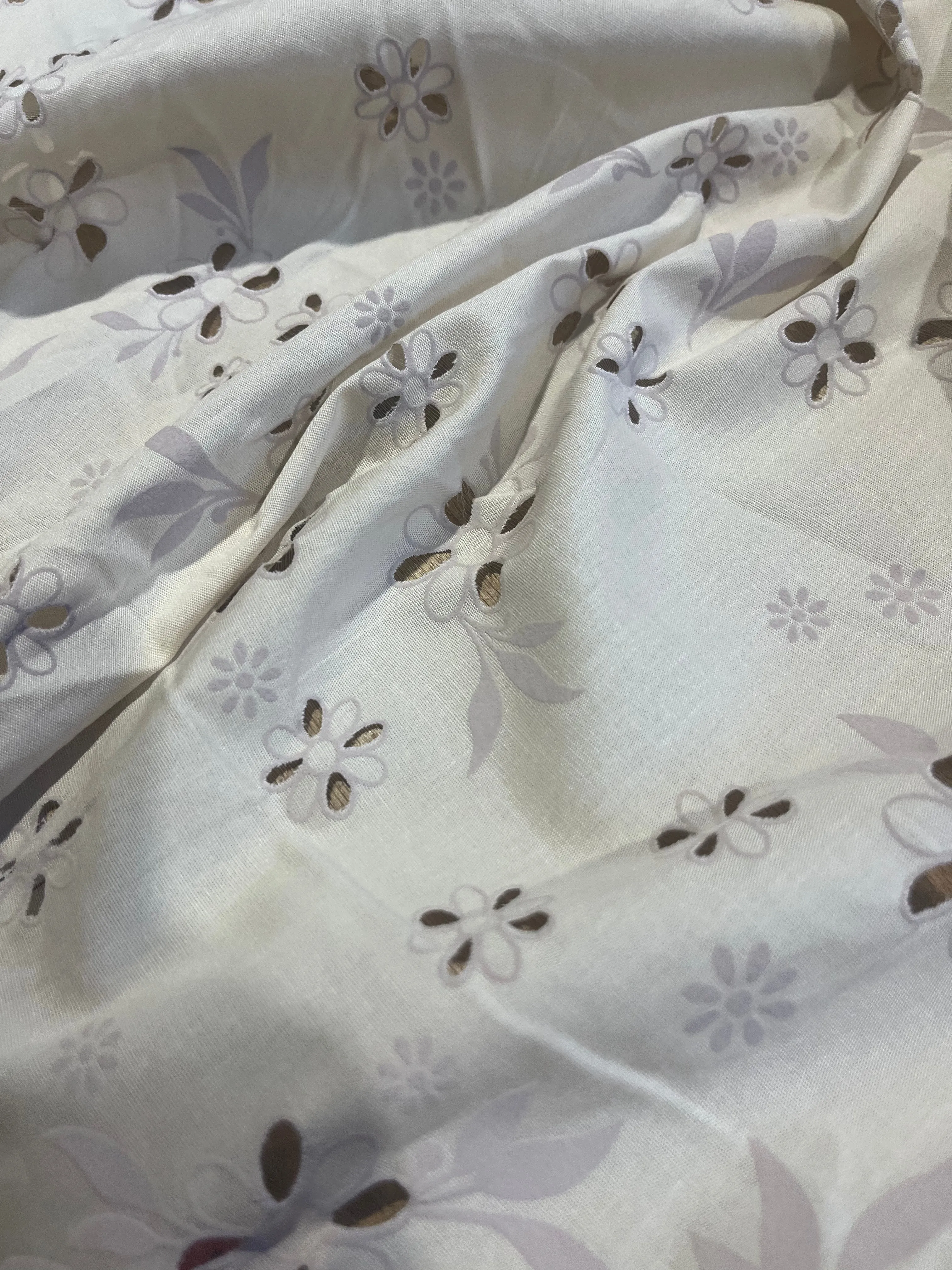 Sangallo cotton stretch lasercut puff print design 1 sand