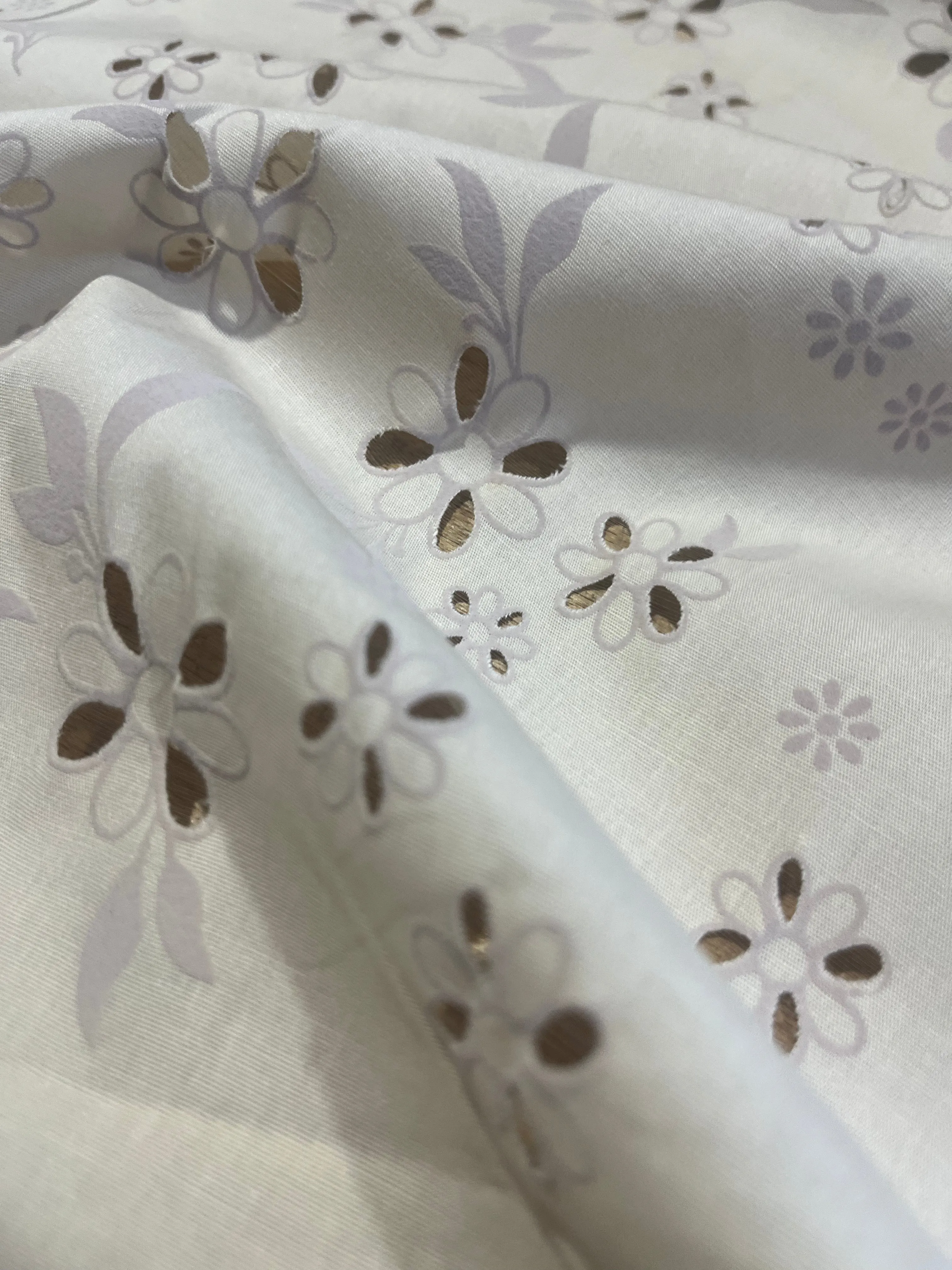 Sangallo cotton stretch lasercut puff print design 1 sand