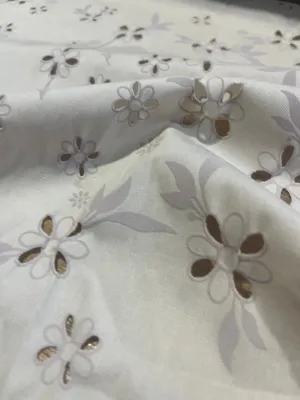 Sangallo cotton stretch lasercut puff print design 1 sand