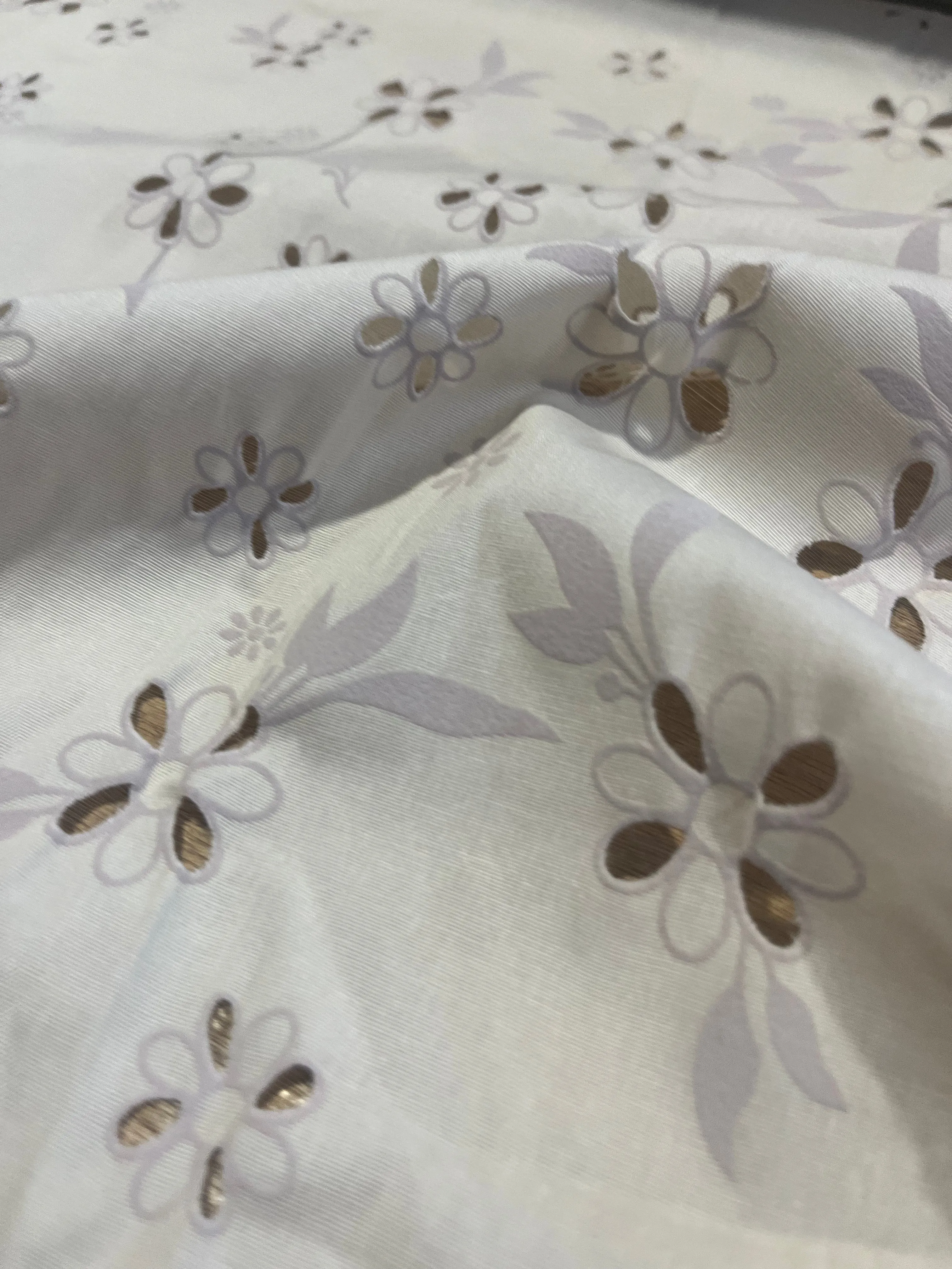 Sangallo cotton stretch lasercut puff print design 1 sand