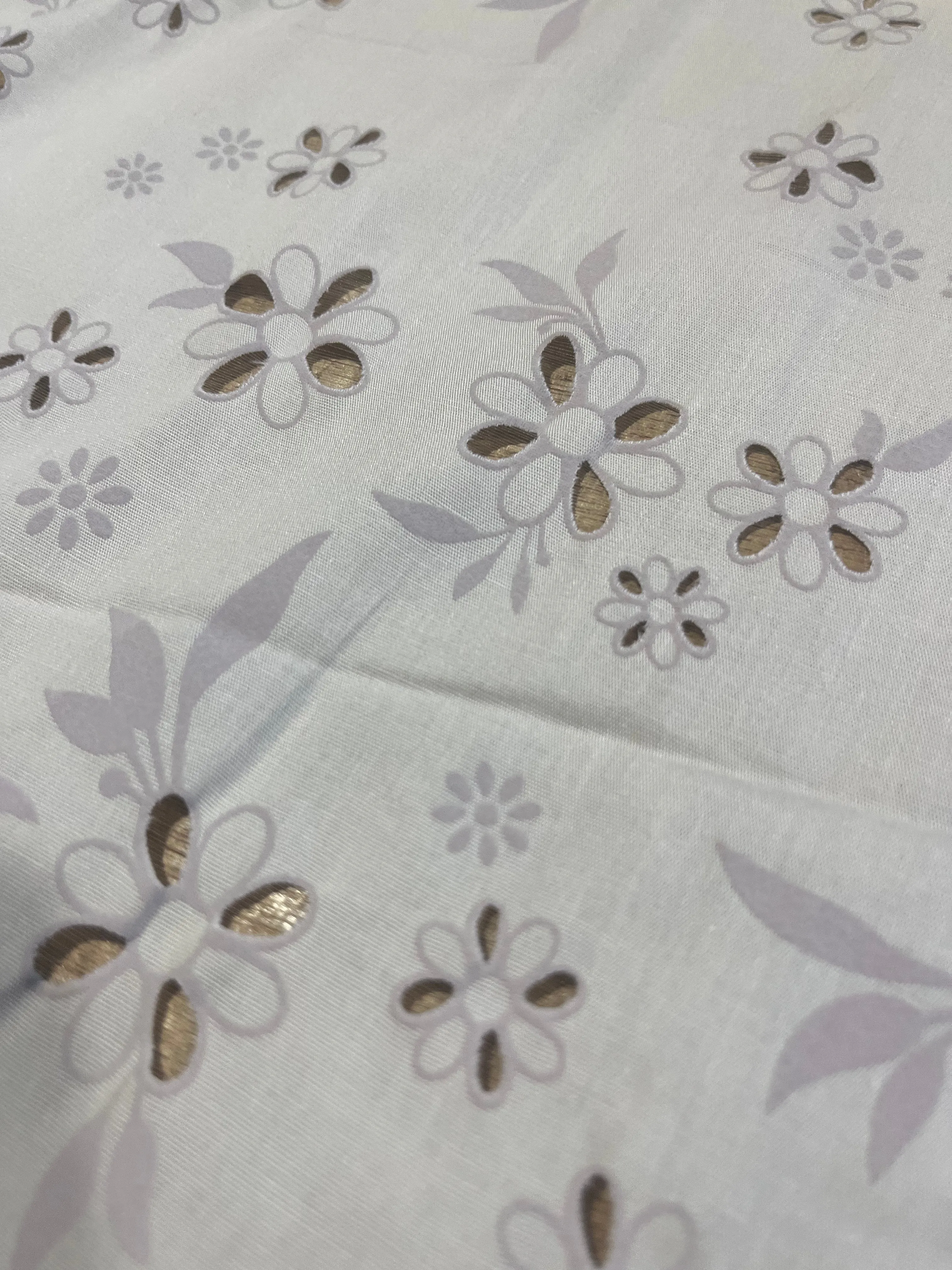 Sangallo cotton stretch lasercut puff print design 1 sand