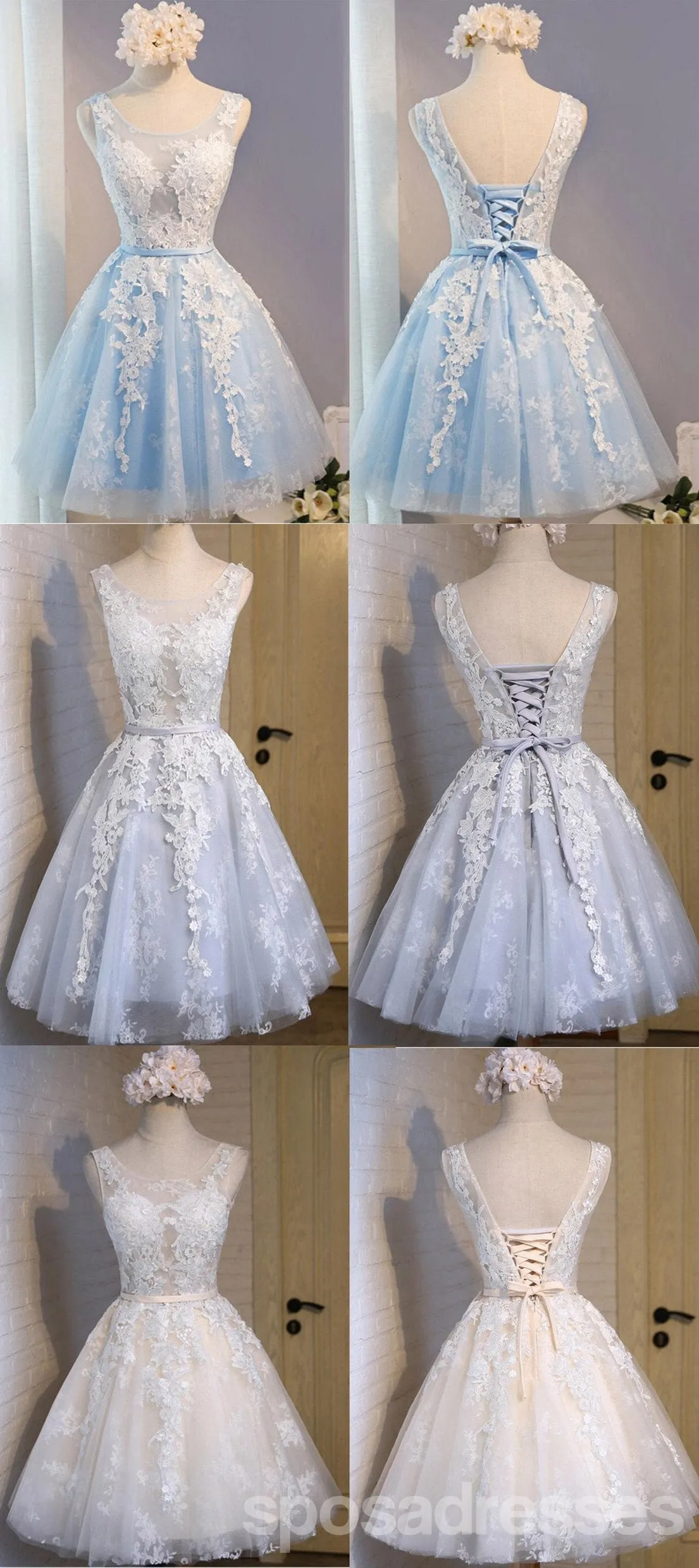 See Through Grey Lace Homecoming Prom Dresses, Affordable Short Party Prom Dresses, Perfect Homecoming Dresses, CM285