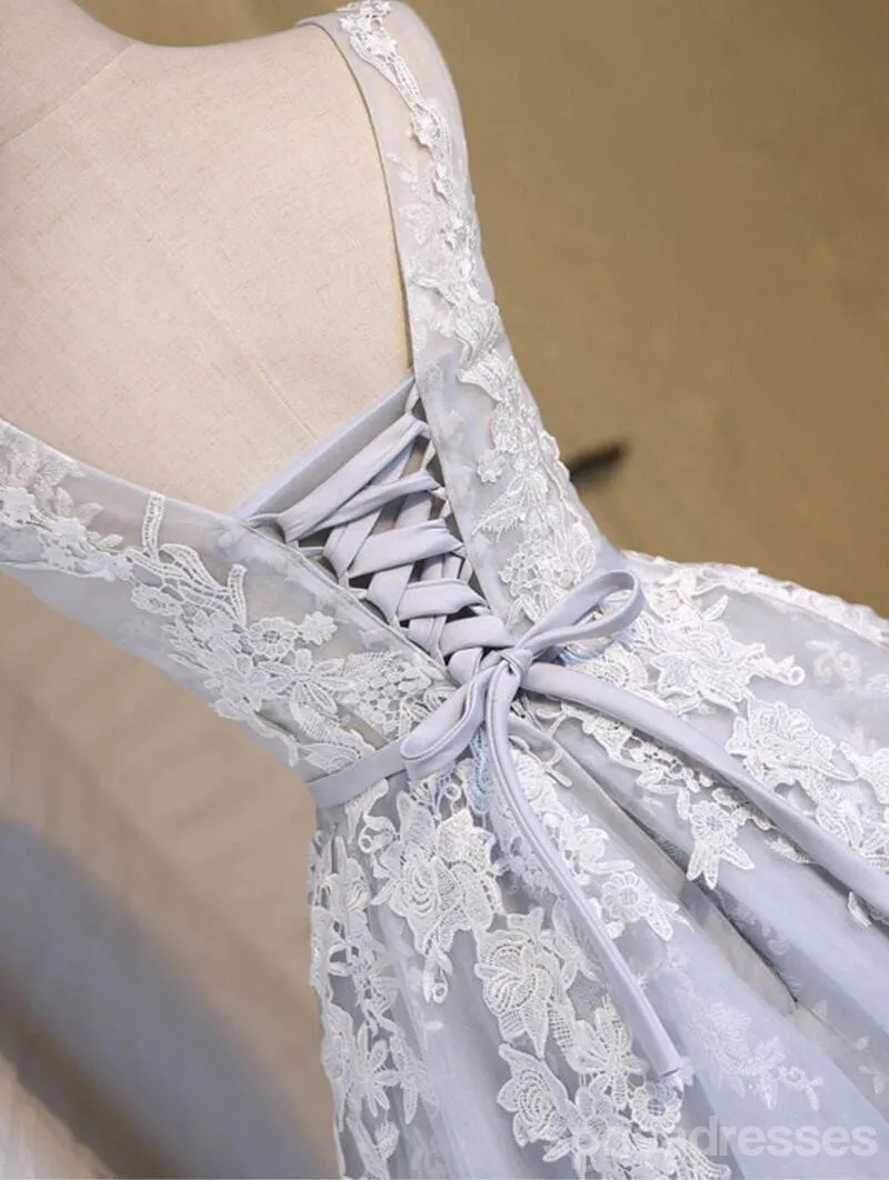See Through Grey Lace Homecoming Prom Dresses, Affordable Short Party Prom Dresses, Perfect Homecoming Dresses, CM285