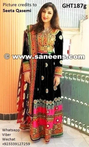 Seeta Qasemi Afghani Dress In Black Color