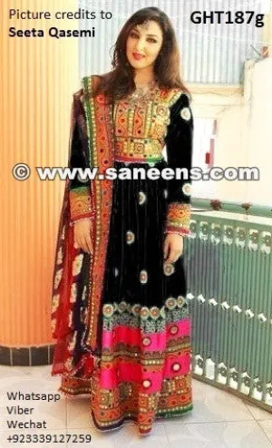 Seeta Qasemi Afghani Dress In Black Color