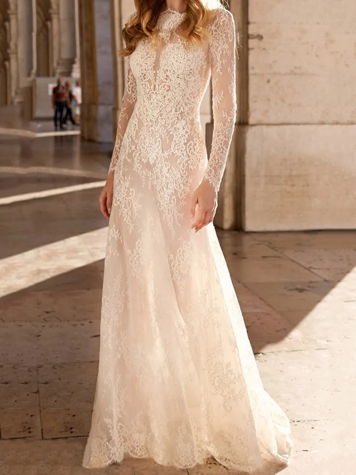 Sexy Lace Perspective Long Sleeve Dress