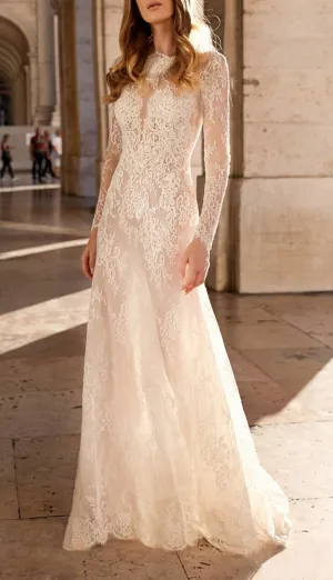 Sexy Lace Perspective Long Sleeve Dress