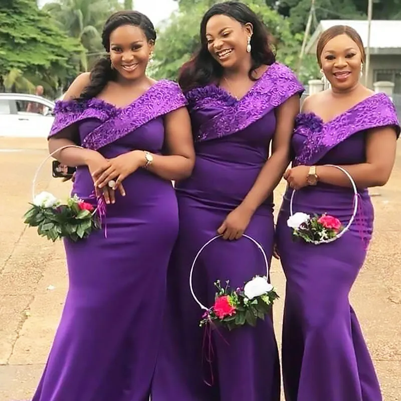 Sexy Purple One Shoulder Appliques Simple Cheap Mermaid Bridesmaid Dresses , BDS0229
