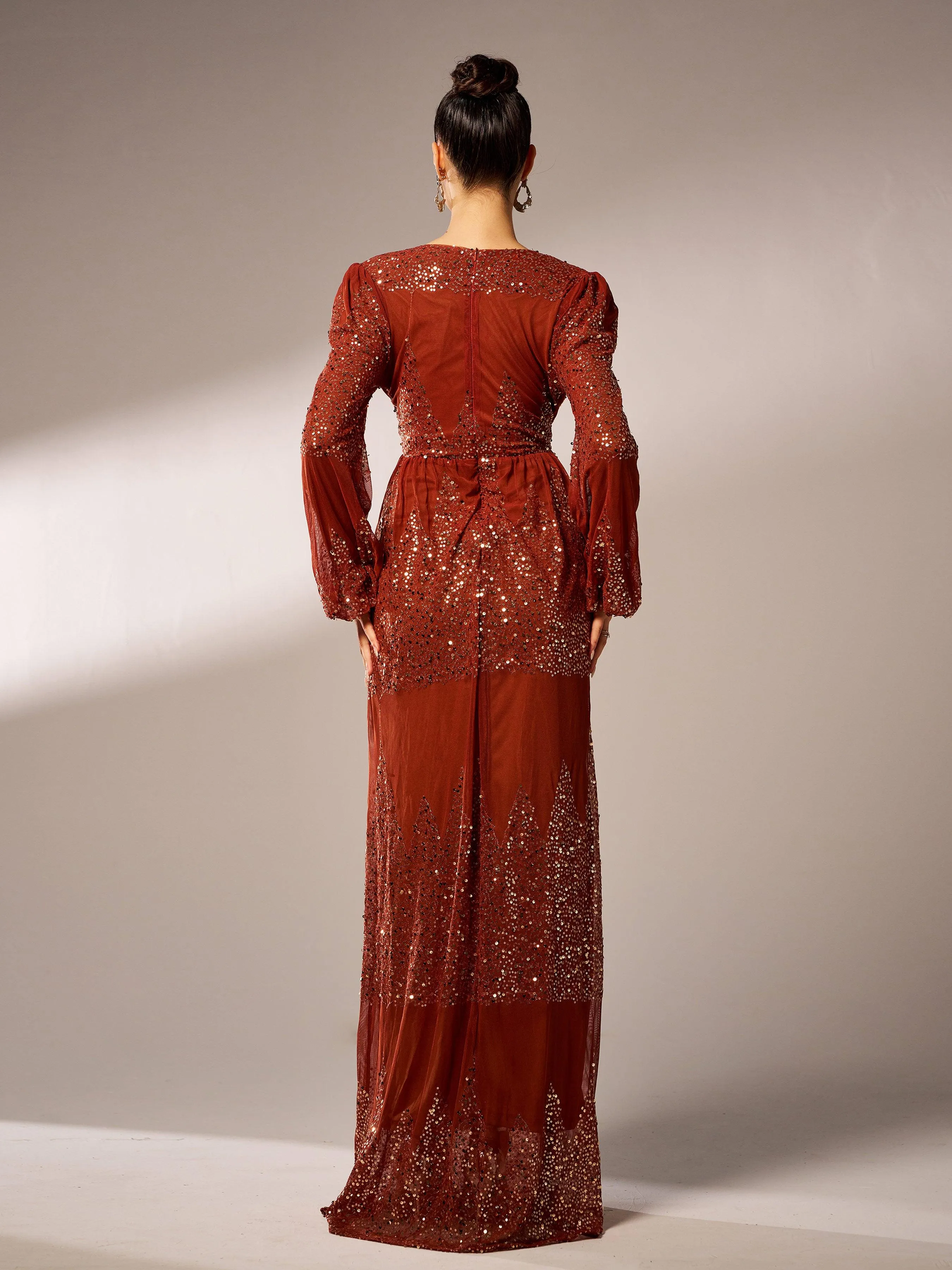 Sexy V-neck Slit Sequin Prom Dress GM00627