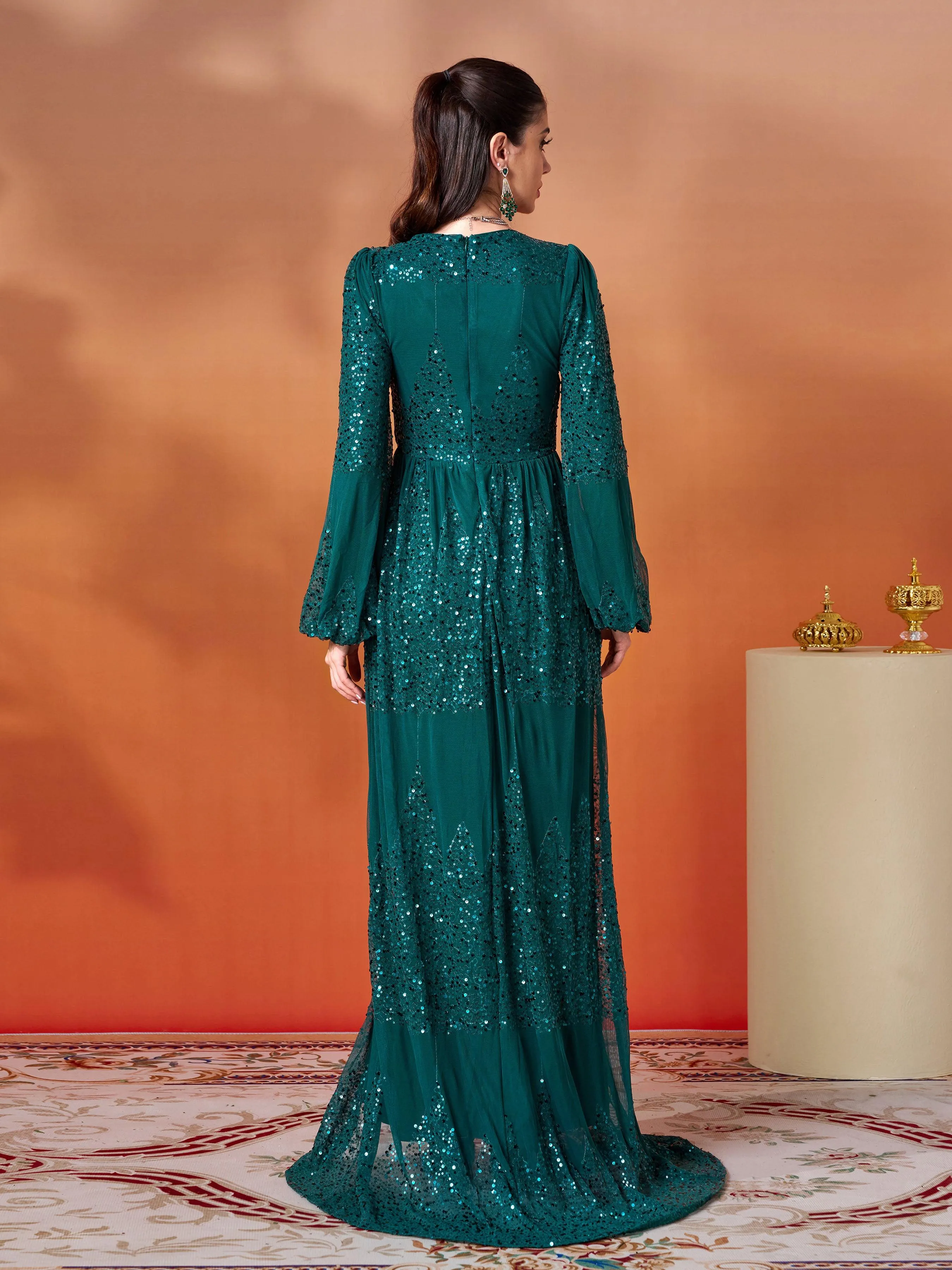 Sexy V-neck Slit Sequin Prom Dress GM00627
