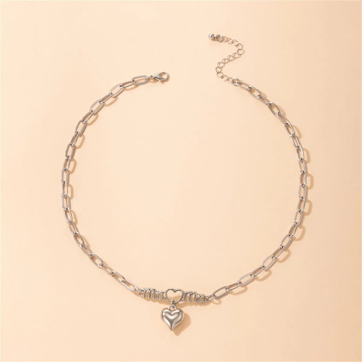 Silver-Plated 'Mama' Open Heart Pendant Necklace