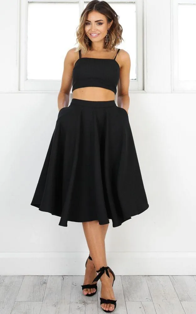 Simple Two Pieces Black Short Homecoming Dresses 2018, BDY0316