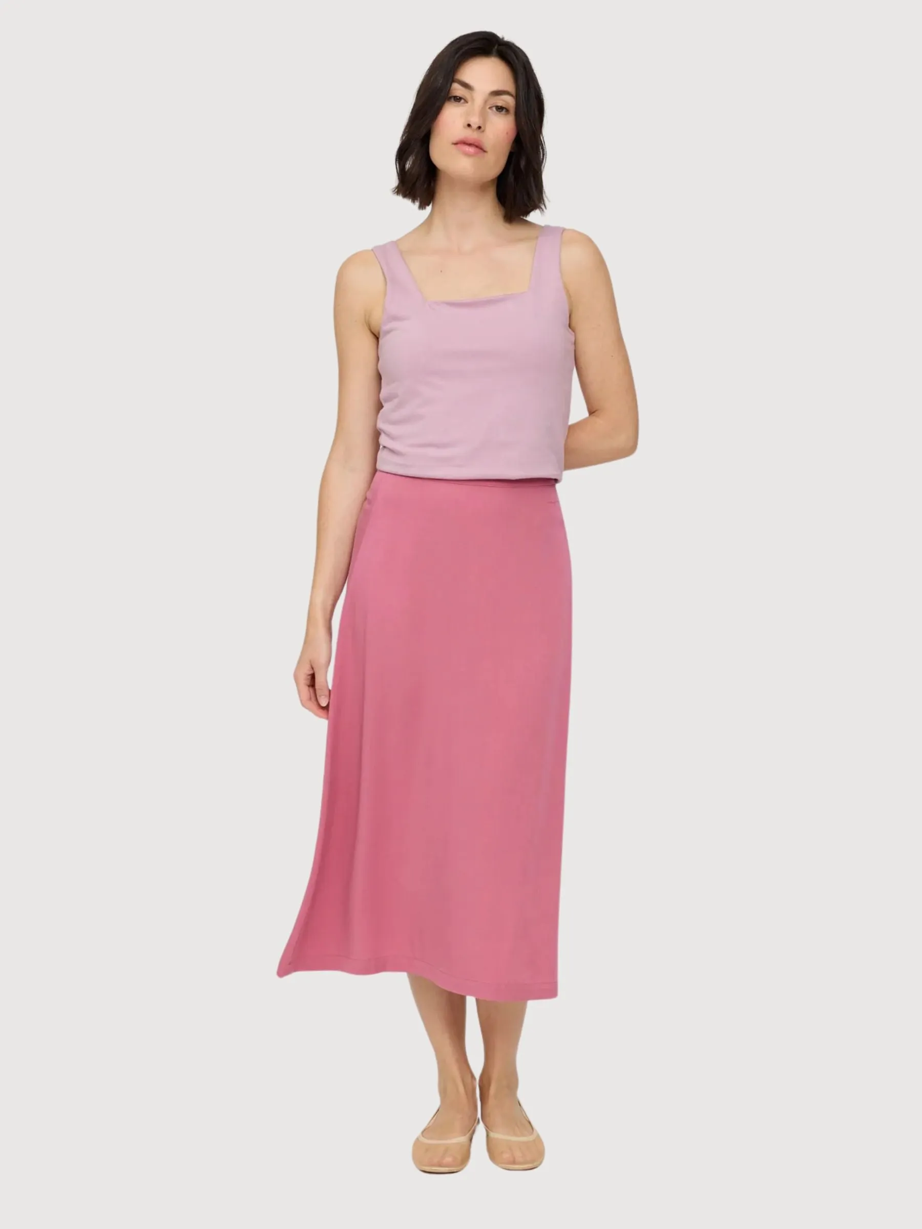 Skirt Midi Pink Woman Viscose | Mazine