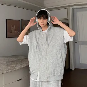 Sleeveless Hooded Sweat Jacket