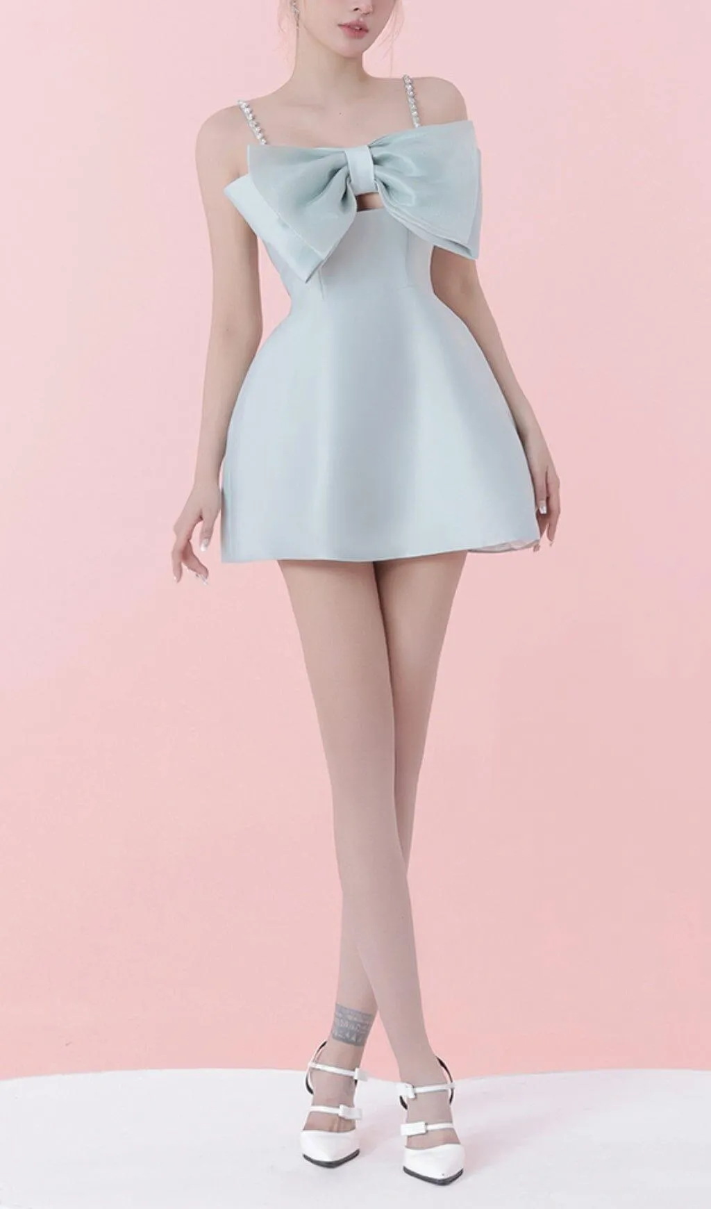 SLING BOW A-LINE MINI DRESS