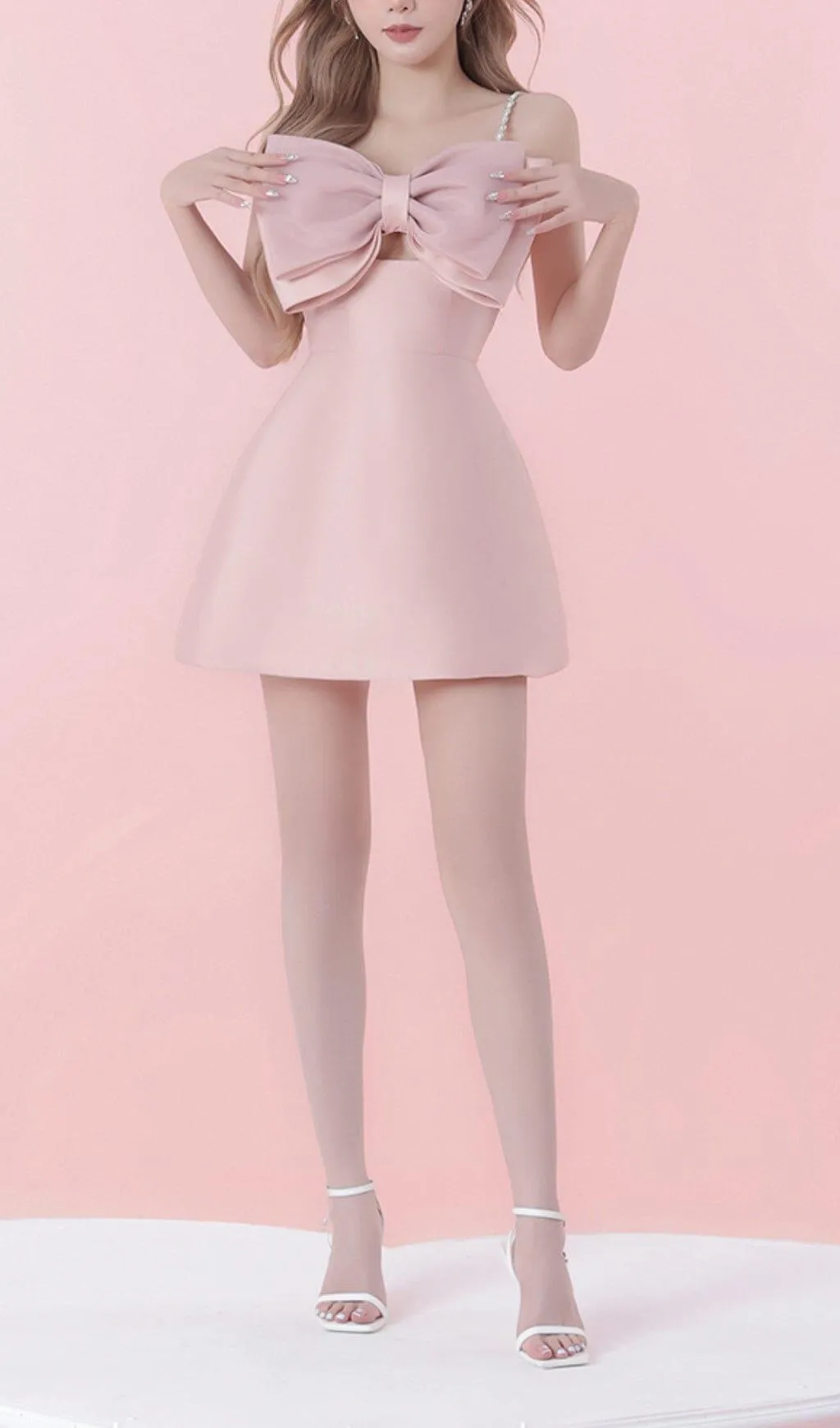 SLING BOW A-LINE MINI DRESS