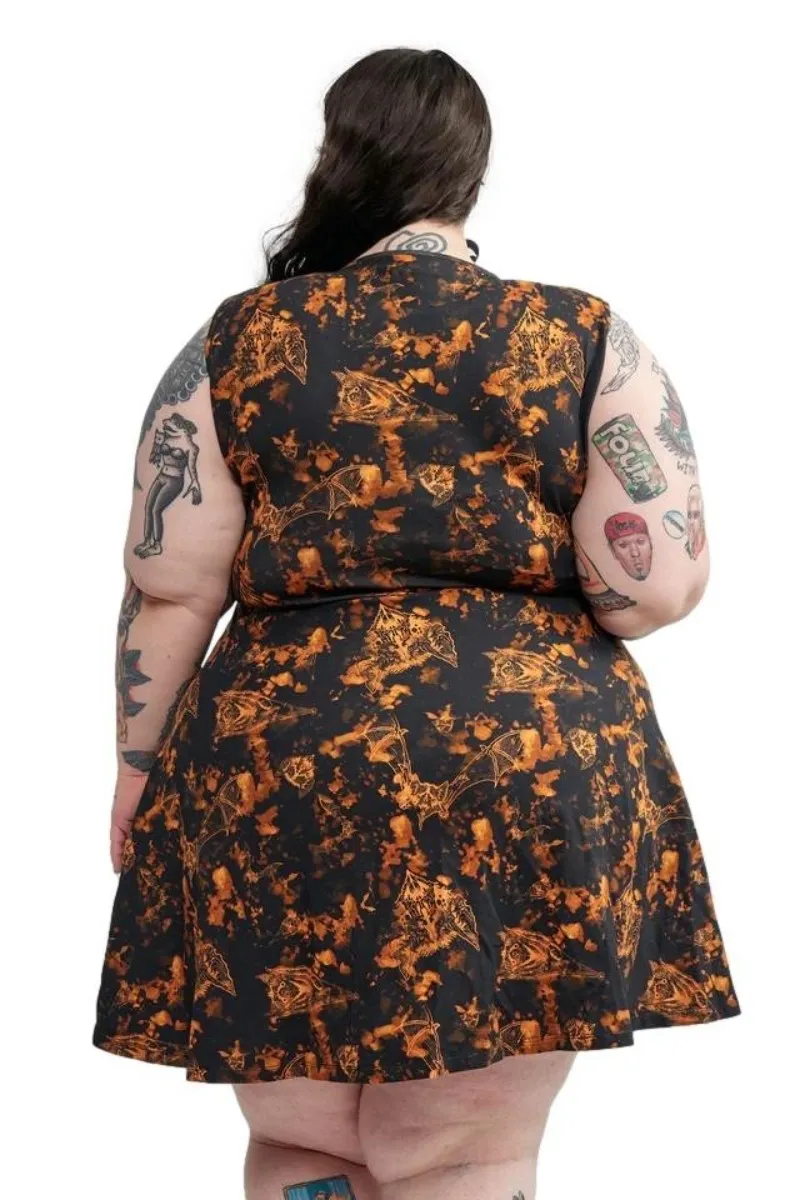 Sourpuss Bat Bleach Skater Stretch Gothic Mini Dress